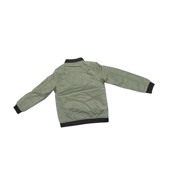 Kids Olive Green Removable Hooded Bomber Jacket Size Small 7/8 With Pockets & Zi - Picture 7 of 9